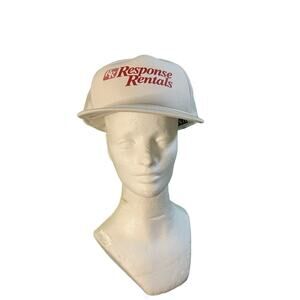 Response Rentals Trucker Hat White Red Logo Mesh Snapback Cap Luna Basics